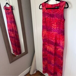 Vintage Tropical Print Sleeveless Maxi Dress, Sz M